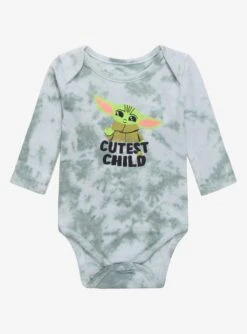Star Wars The Mandalorian The Child Long Sleeve Tie-Dye Infant One-Piece - BoxLunch Exclusive