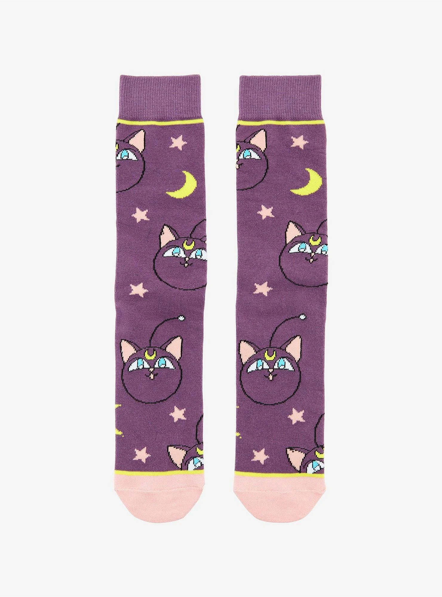Sailor Moon Luna Allover Print Crew Socks - BoxLunch Exclusive 3 Sailor Moon Luna Allover Print Crew Socks - BoxLunch Exclusive