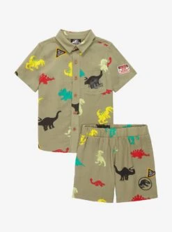 Jurassic Park Dinosaurs Allover Print Toddler Woven Button-Up - BoxLunch Exclusive -Boxlunch 17092286 av2