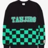 Demon Slayer: Kimetsu No Yaiba Tanjiro Checkered Panel Crewneck - BoxLunch Exclusive -Boxlunch 18750009 hi