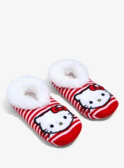 Sanrio Hello Kitty Striped Fleece Slipper Socks - BoxLunch Exclusive