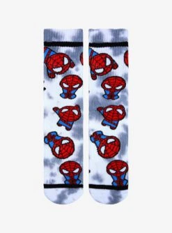 Marvel Spider-Man Chibi Spidey Tie-Dye Crew Socks - BoxLunch Exclusive -Boxlunch 18859012 av1