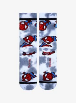 Marvel Spider-Man Chibi Spidey Tie-Dye Crew Socks - BoxLunch Exclusive -Boxlunch 18859012 av2