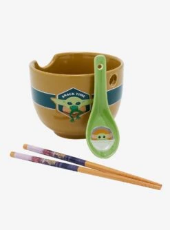 Star Wars The Mandalorian Grogu Snack Time Ramen Bowl With Chopsticks And Spoon -Boxlunch 19428703 av3