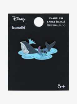 Loungefly Disney Lilo & Stitch Waving Stitch & Whale Enamel Pin - BoxLunch Exclusive -Boxlunch 19555978 av1