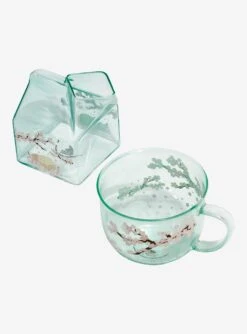 Studio Ghibli My Neighbor Totoro Sleepy Cherry Blossom Glass Mug & Carton Set - BoxLunch Exclusive -Boxlunch 19592596 av3