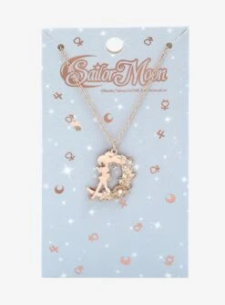 Pretty Guardian Sailor Moon Sailor Chibi Moon Silhouette Floral Necklace - BoxLunch Exclusive -Boxlunch 19958070 av2