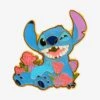 Loungefly Disney Lilo & Stitch Grinning Stitch With Tulips Enamel Pin - BoxLunch Exclusive -Boxlunch 20058546 hi